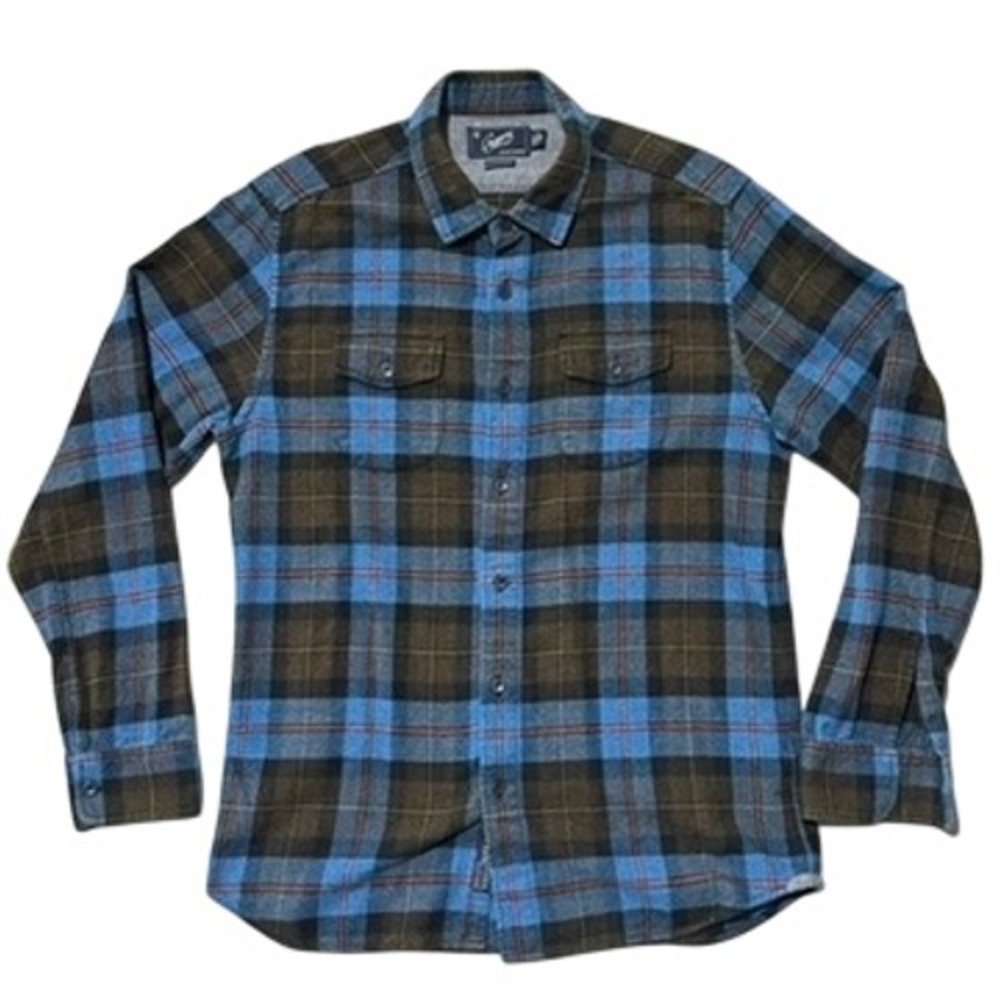 Vintage Grayers Mens Blue Brown Plaid Flannel Button Down Shirt‎ Long Sleeve - M